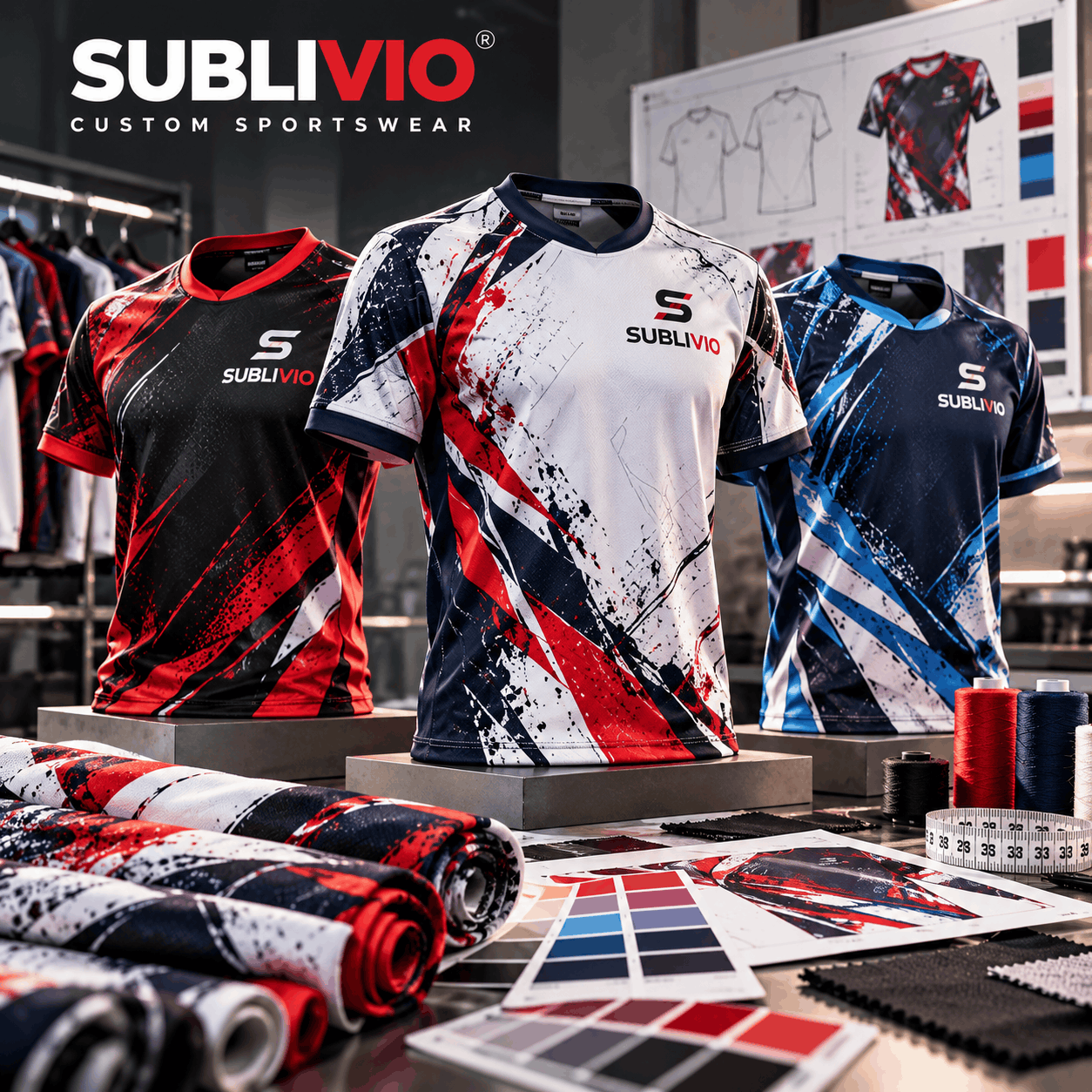 Custom sublimation sports jersey with personalized team design.