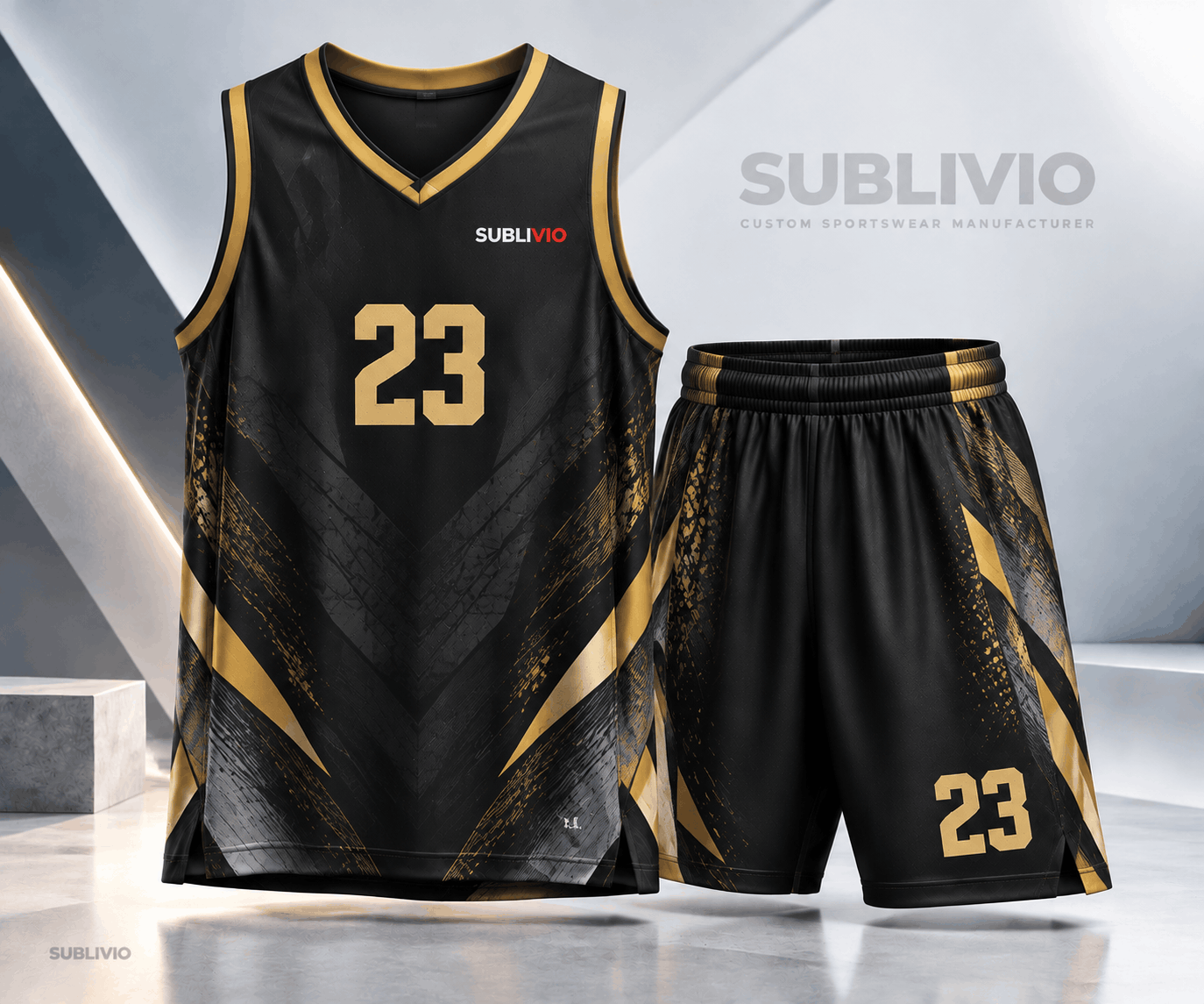 Black & Gold Basketball Jersey Kit — Basketball sample