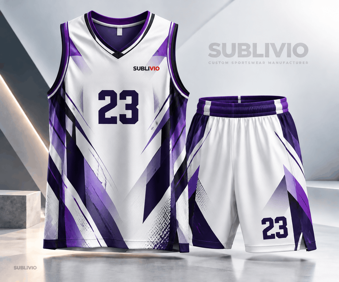 Purple & White Basketball Jersey Kit — Basketball sample