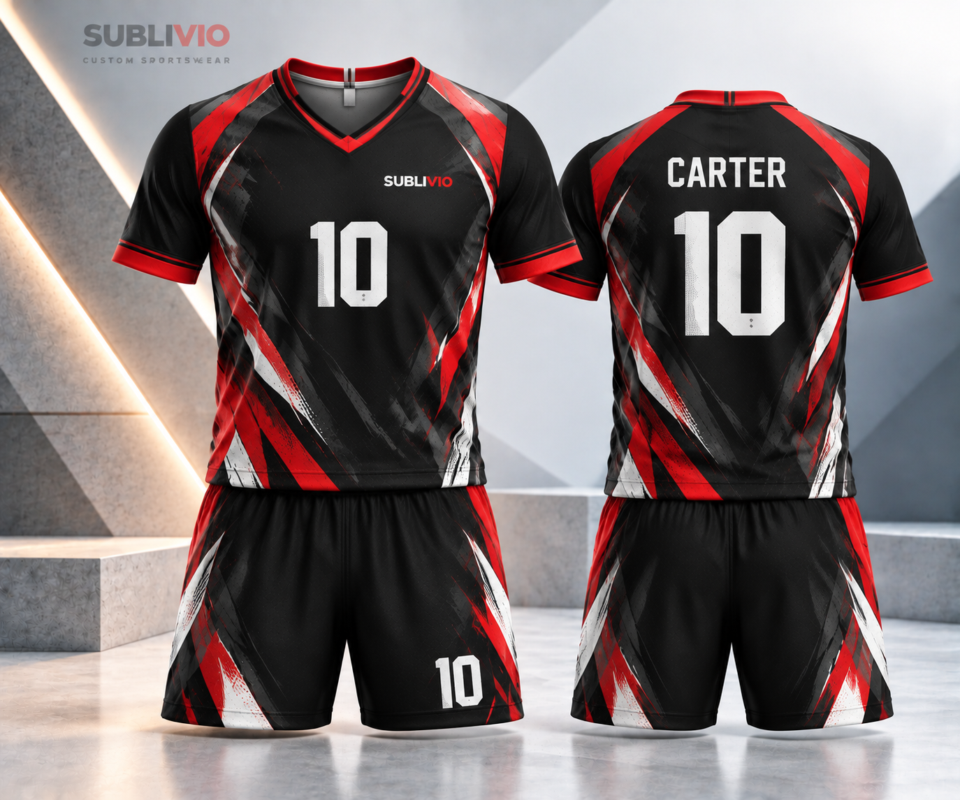 Black & Red Soccer Jersey Kit — Soccer sample