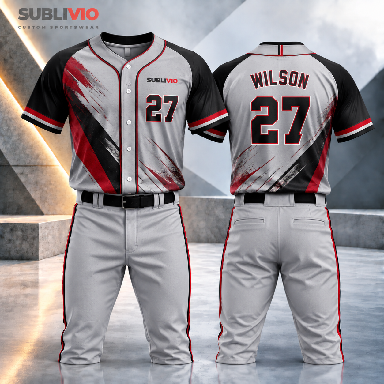 White & Red Baseball Jersey Kit — Baseball sample