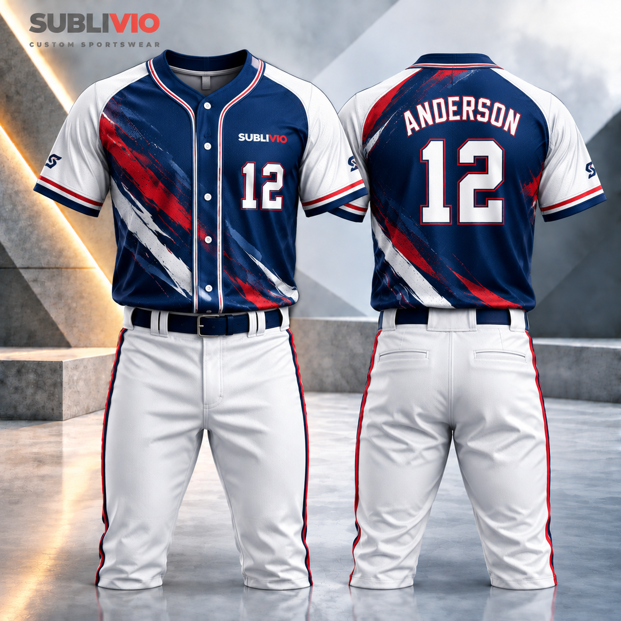 Navy & Red Baseball Jersey Kit — Baseball sample