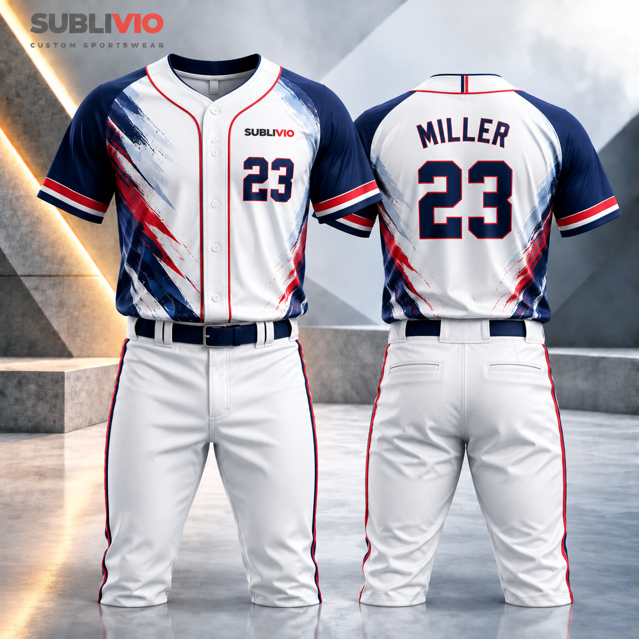 White & Blue Baseball Jersey Kit — Baseball sample