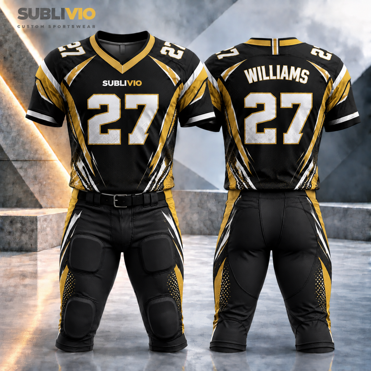 Black & Gold American Football Jersey Kit — American Football sample