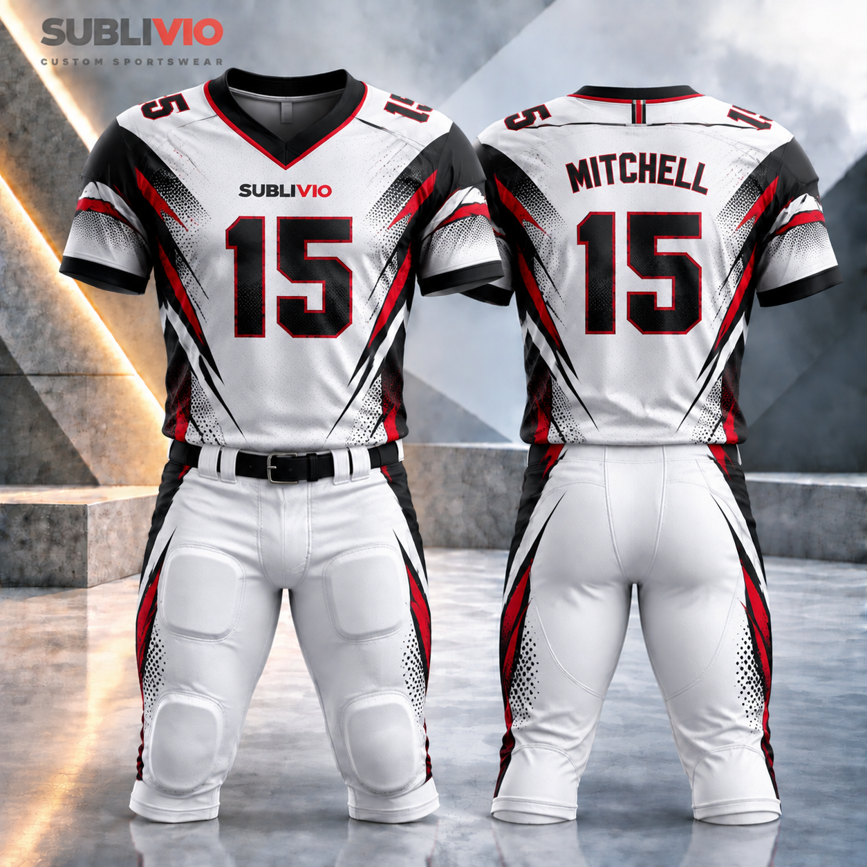 White & Black American Football Jersey Kit — American Football sample