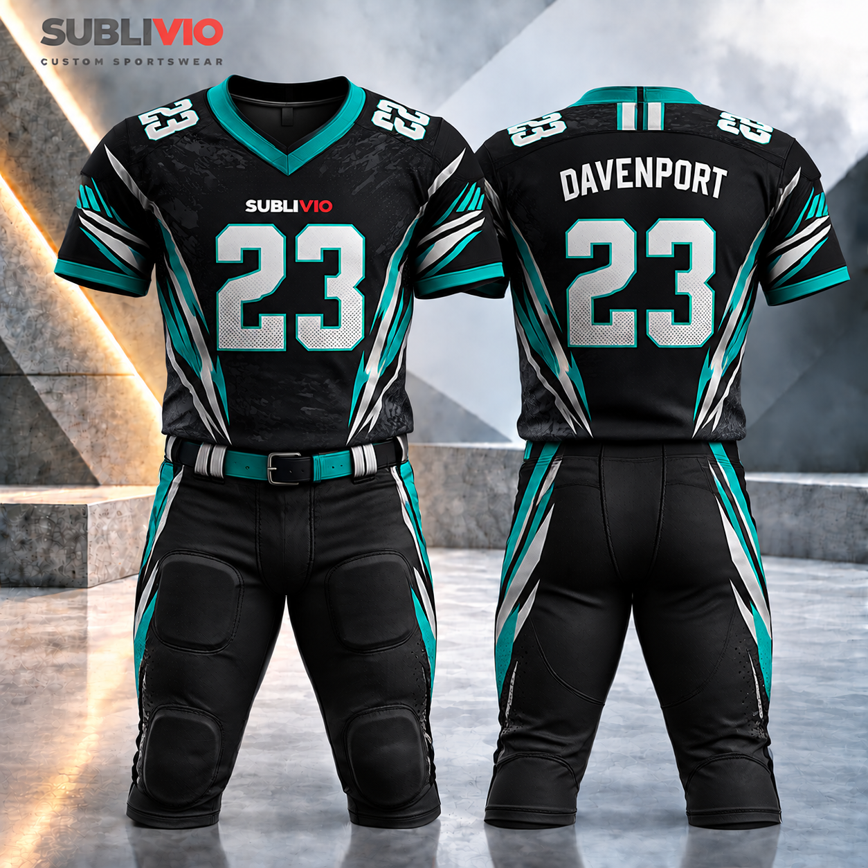 Black & Teal American Football Jersey Kit — American Football sample