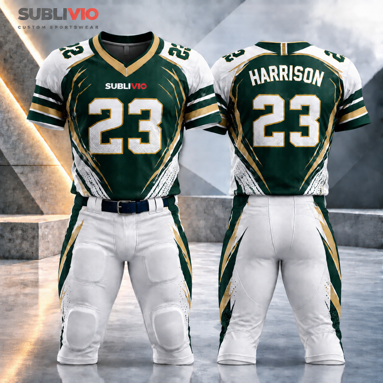 Green & White American Football Jersey Kit — American Football sample