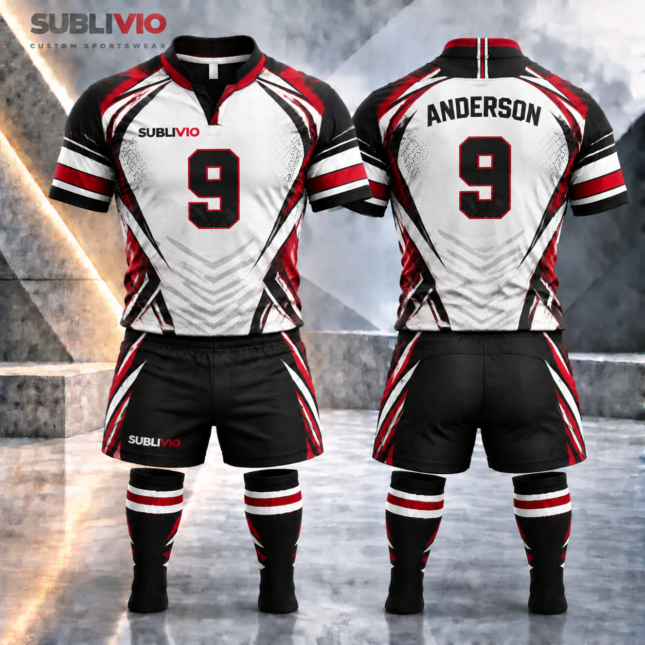 White & Red Rugby Jersey Kit — Rugby sample