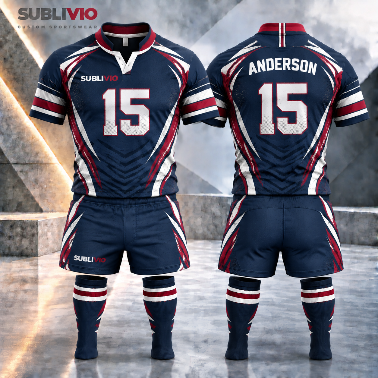Navy & Red Rugby Jersey Kit — Rugby sample