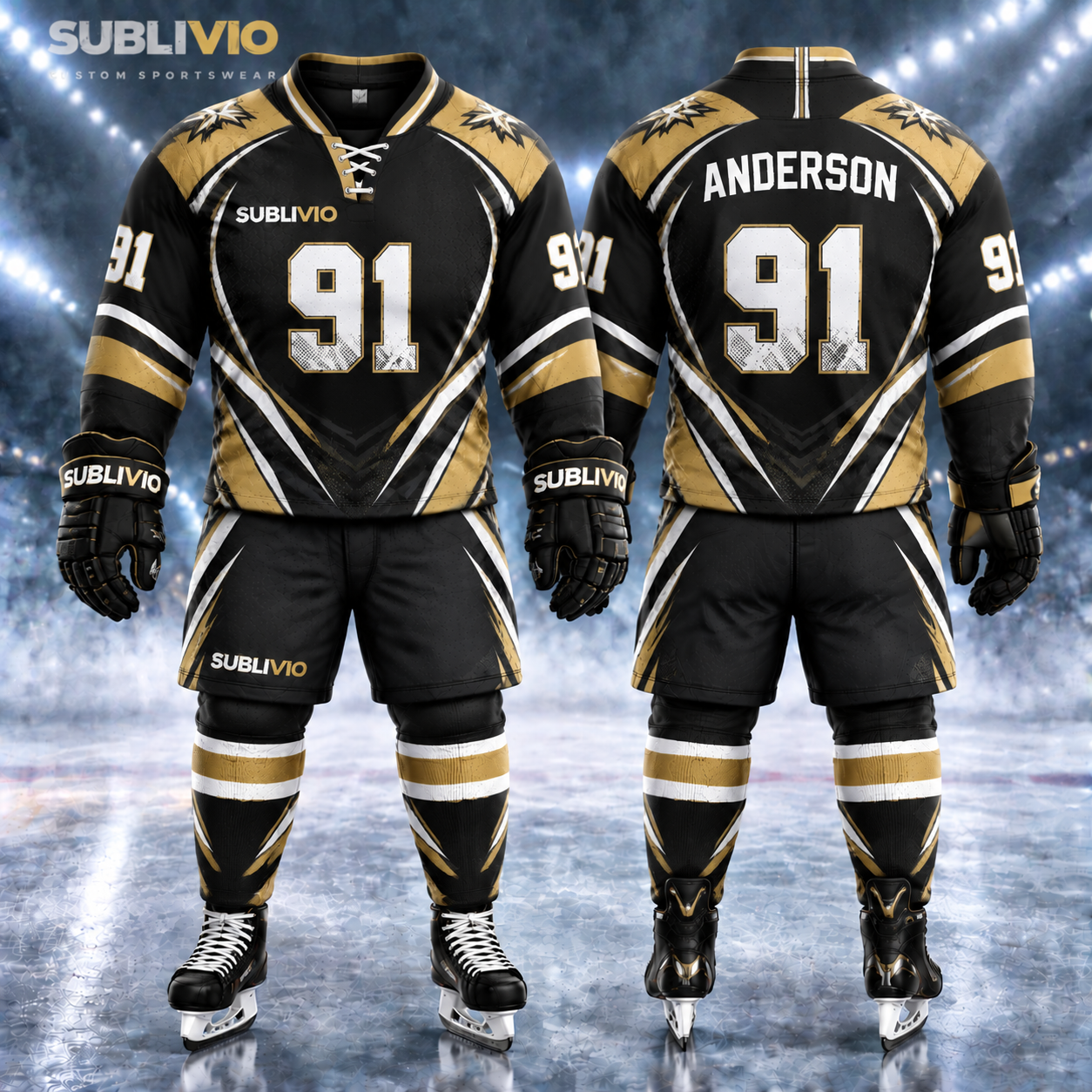 Black & Gold Ice Hockey Jersey Kit — Ice Hockey sample