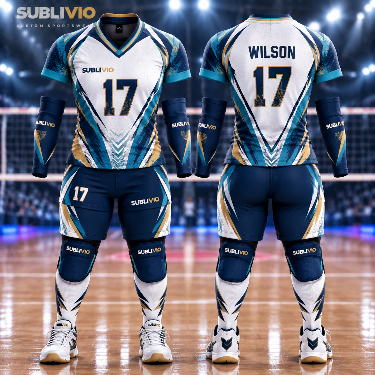 Blue & White Volleyball Jersey Kit — Volleyball sample