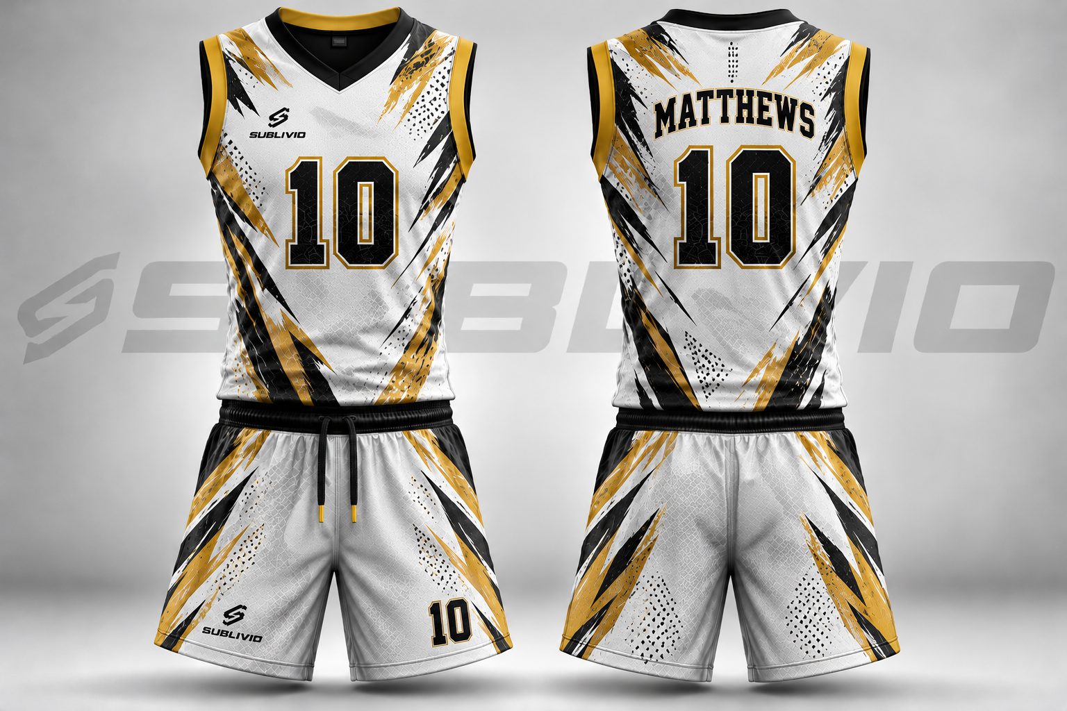 White & Gold 7v7 Uniform Kit — 7v7 Football sample
