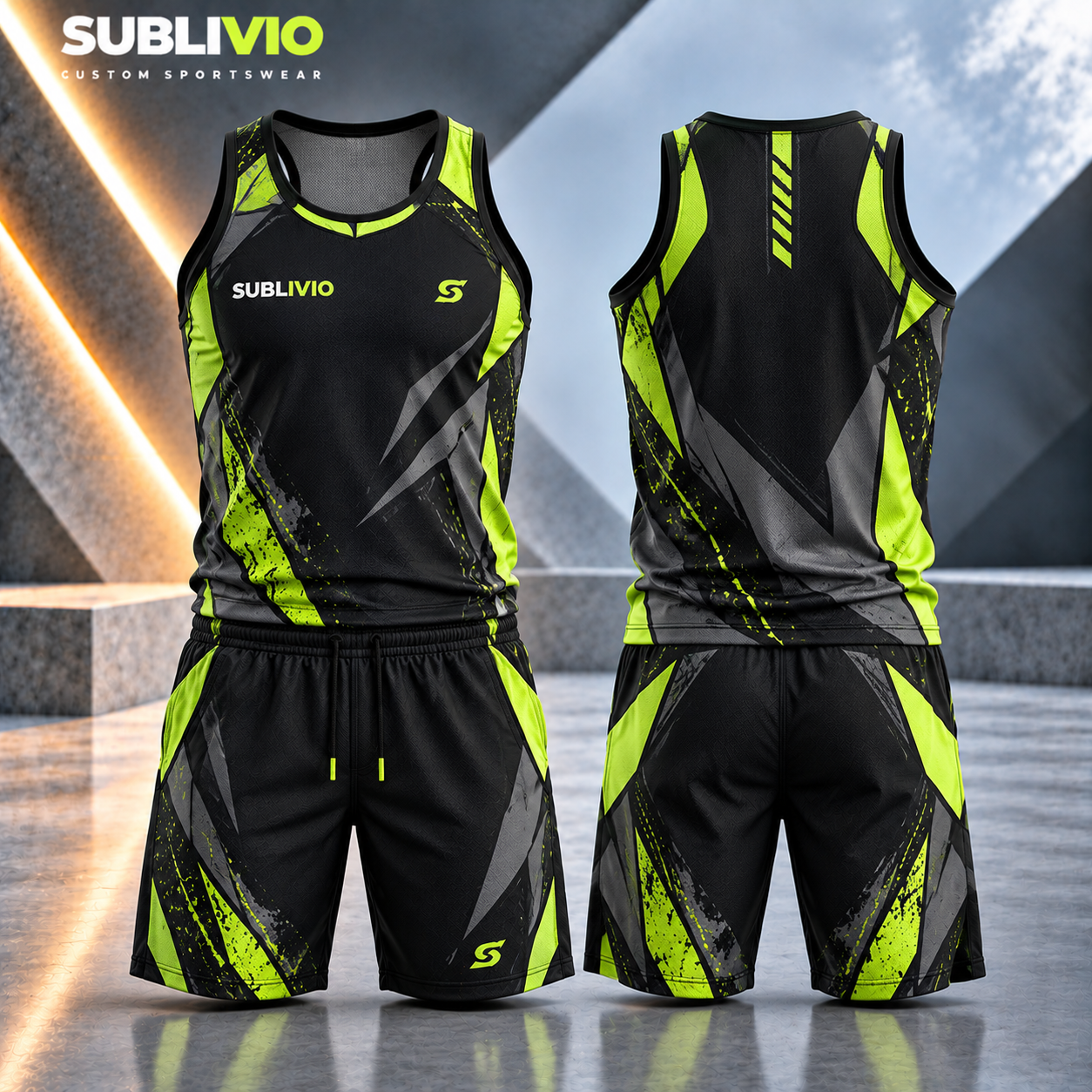 Black & Neon Green Gym Wear Set — Fitness sample