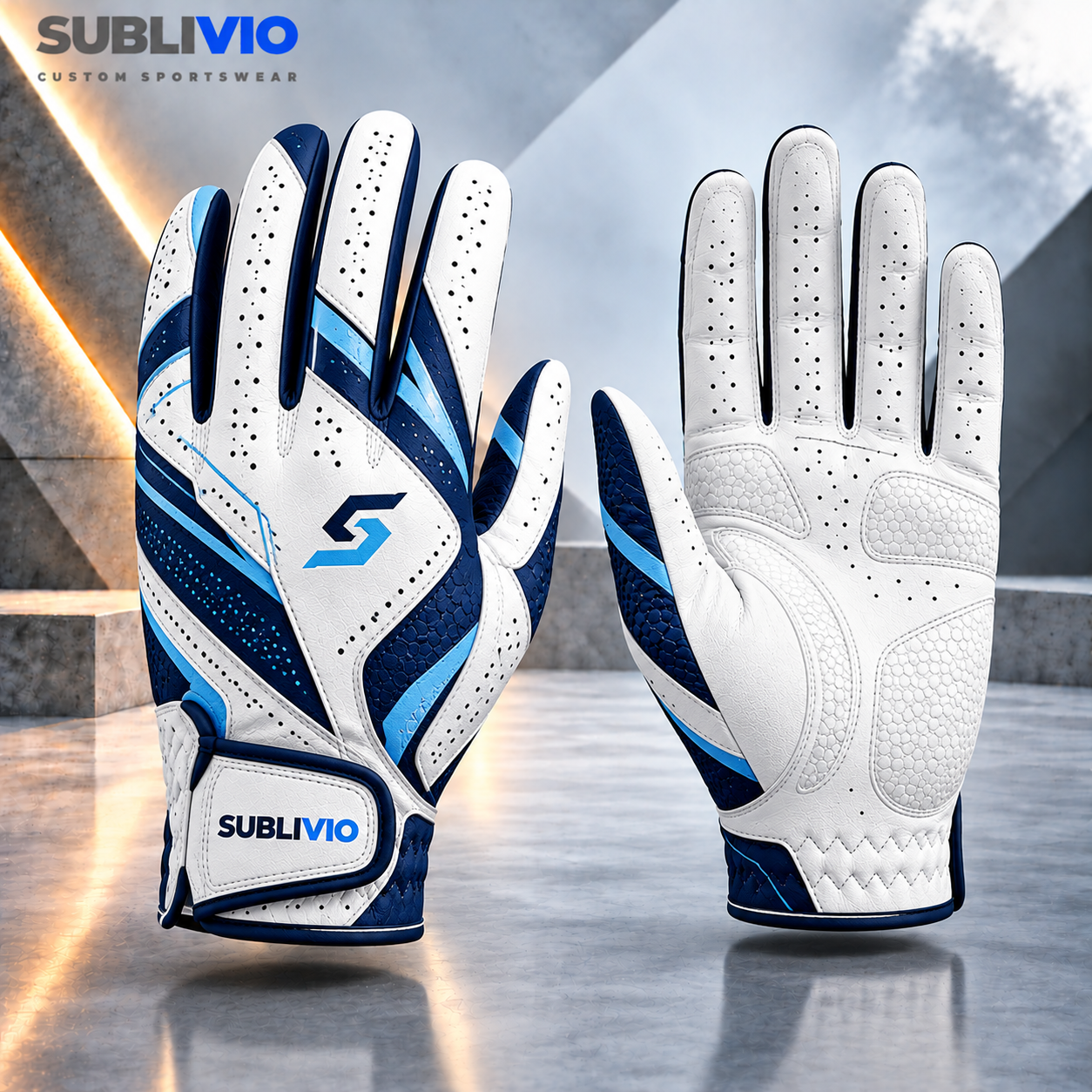 Blue & White Golf Gloves — Golf Gloves sample