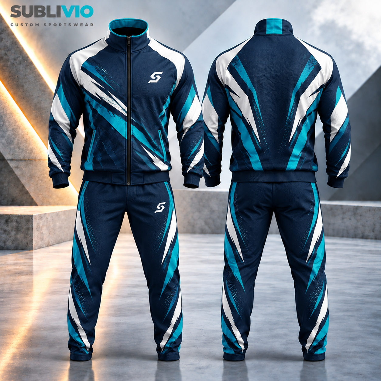 Black & Teal Sports Tracksuit — Custom Tracksuits sample